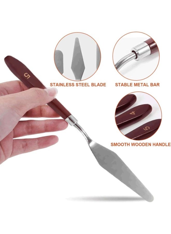 FAYET 10PCS Stainless Steel Palette Knife Set, Flexible Painting Spatula and Color Mixing Scraper with Ergonomic Handles, Durable Artist Paint Knives for Oil, Acrylic, Canvas, and Mixed Media Art - Image 2